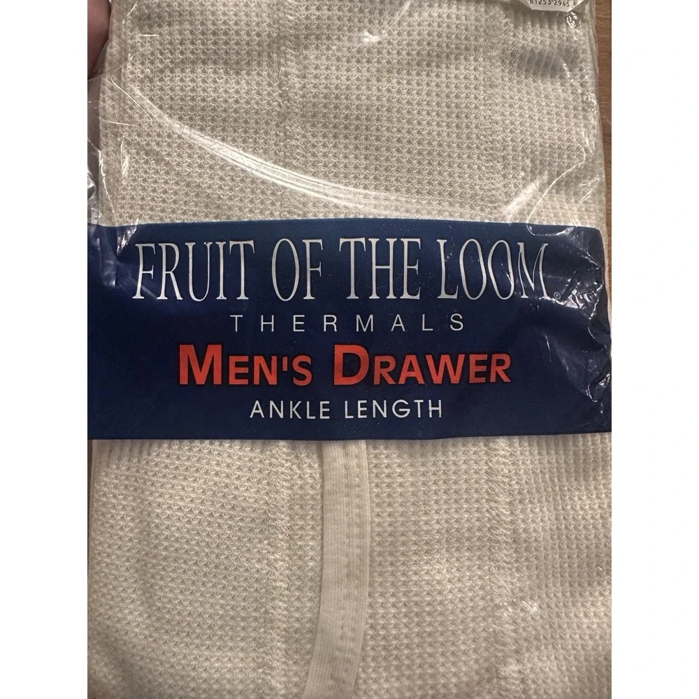 Vintage New Fruit of the Loom White Thermal Underwear Men's Size XL Ankle Length
